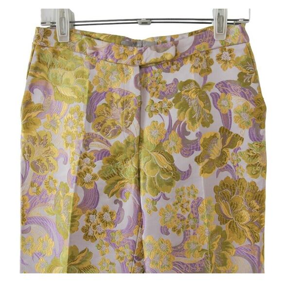 Osman Yousefzada Floral Jacquard Pants Tapered Ankle Slim Trousers 27" Waist - Picture 3 of 9